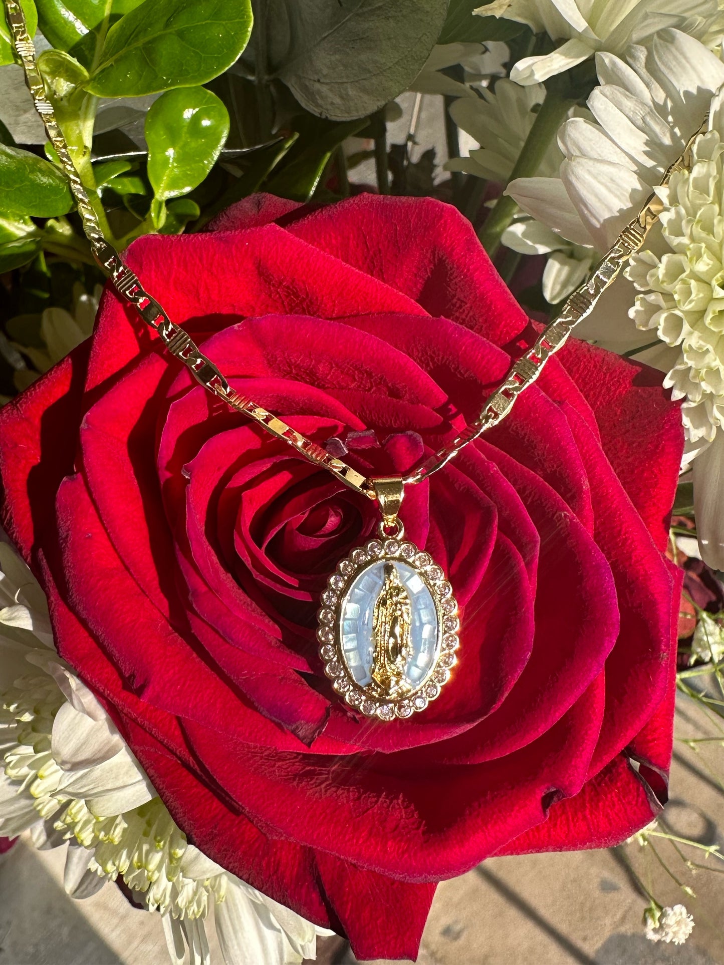 Blue virgin de Guadalupe medal