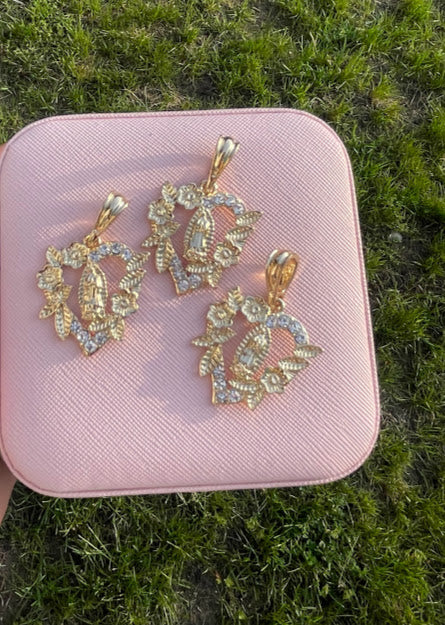 VDG flower heart bling necklace