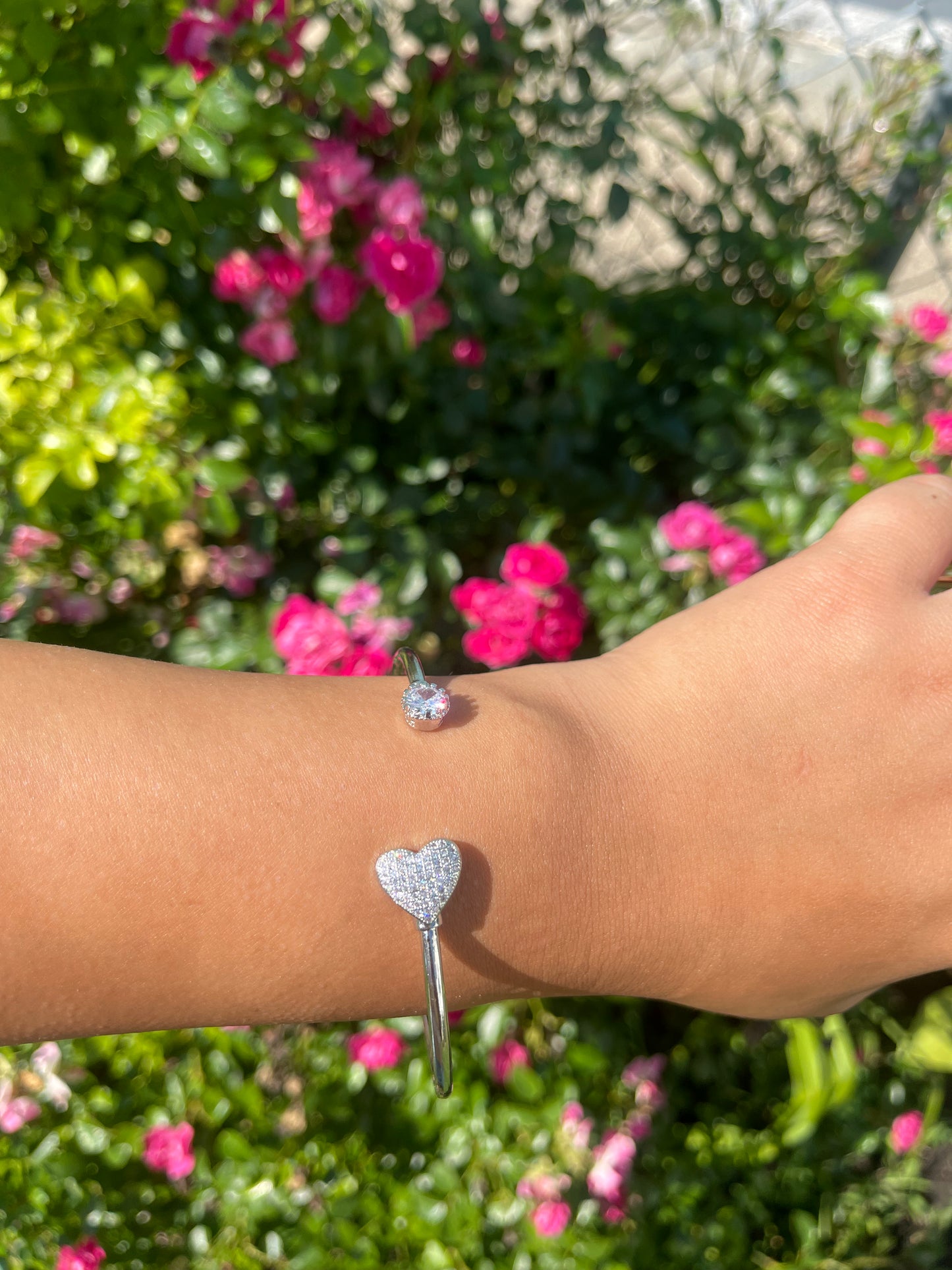 Silver hear bangle