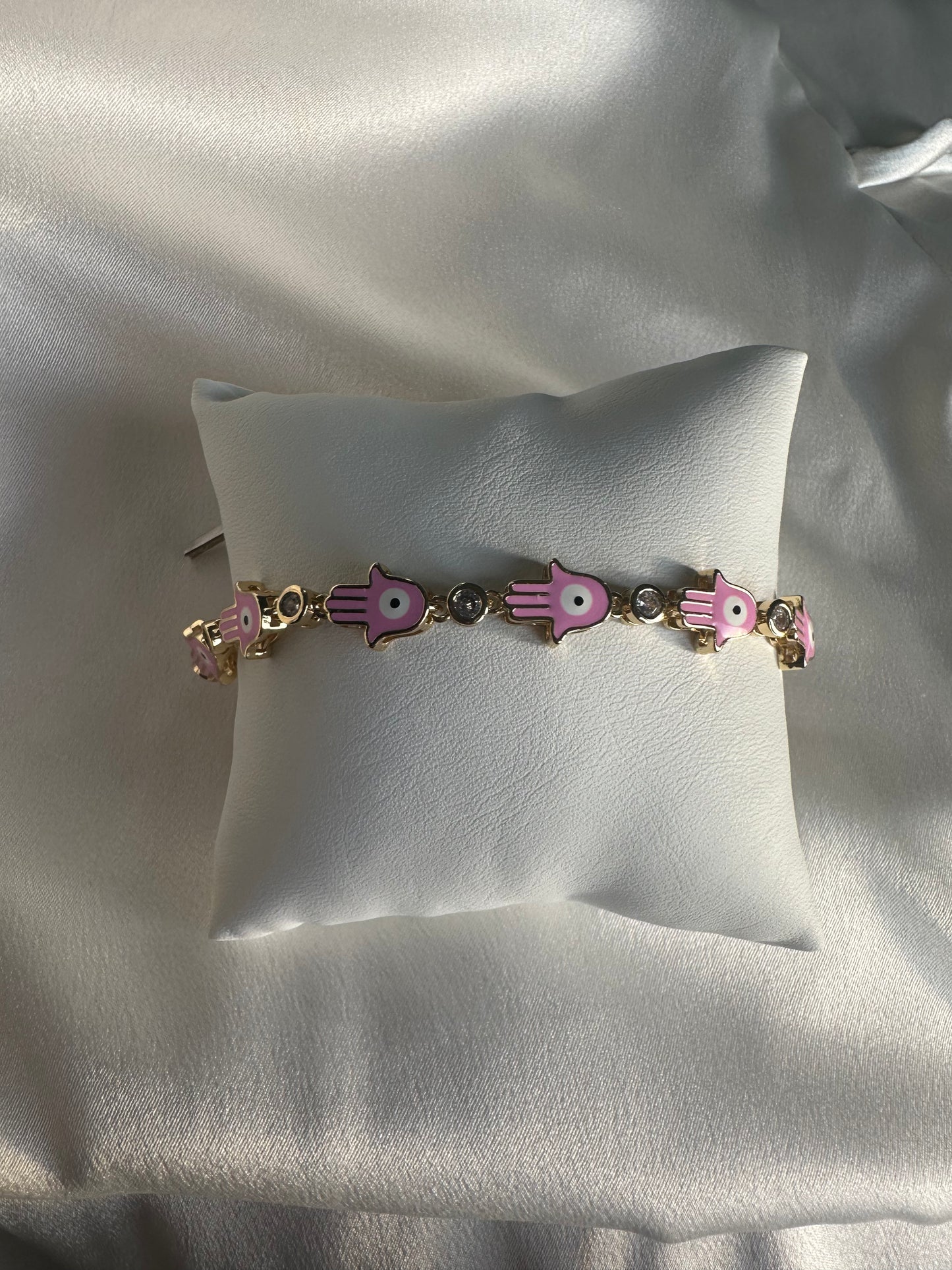 Pink & Gold evil eye bracelet