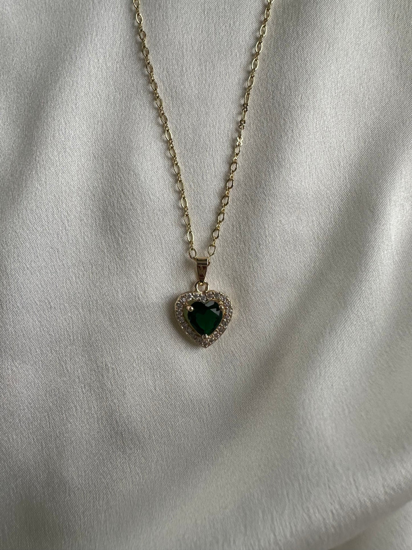 Green heart necklace