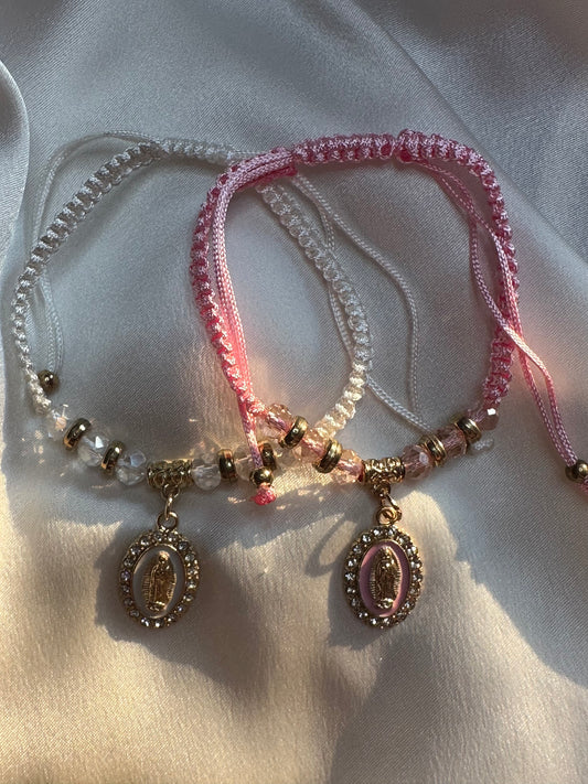 Pink & gold Virgencita charm bracelet | Pulsera mexicana